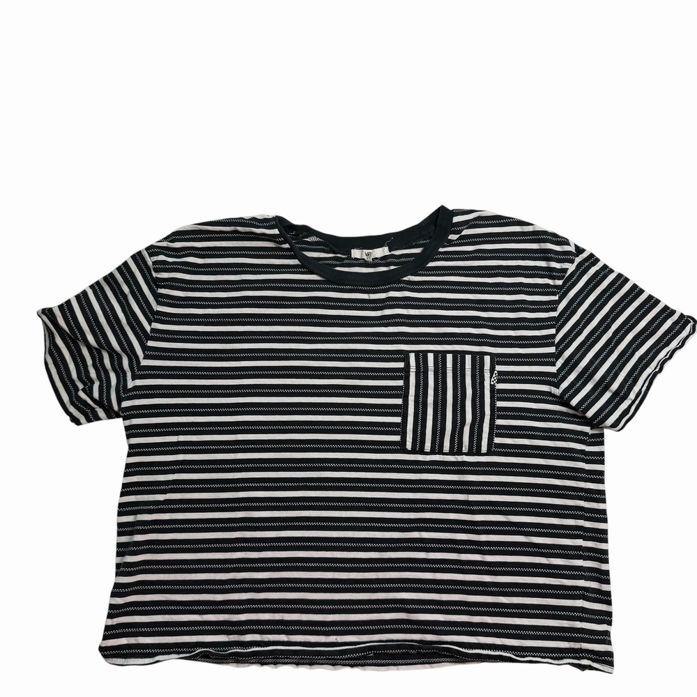 Women's 2010s Vans White And Black Striped Crop Top Large
